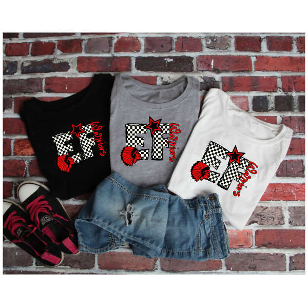 Black & White Checkered School Spirit - Elizabeth Forward Tshirt