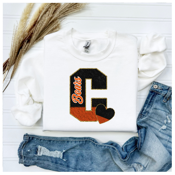 Printed School Spirit Varsity Letters - Clairton Crewneck