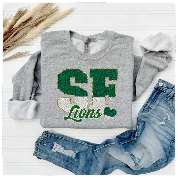 Printed School Spirit Varsity Letters - South Fayette Crewneck