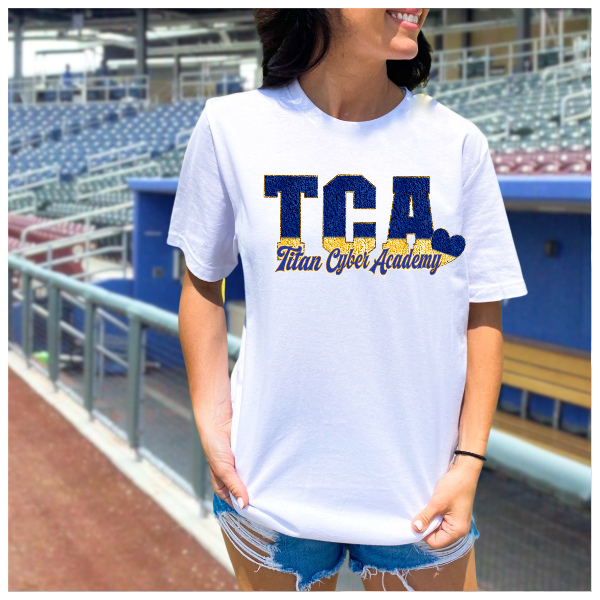 Printed School Spirit Varsity Letters - Titan Cyber Academy Tshirt
