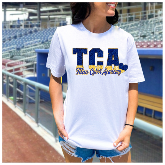 Printed School Spirit Varsity Letters - Titan Cyber Academy Tshirt