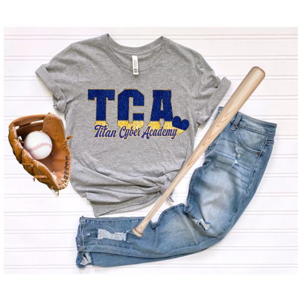 Printed School Spirit Varsity Letters - Titan Cyber Academy Tshirt