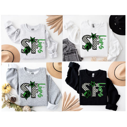 Black & White Checkered School Spirit - South Fayette Crewneck