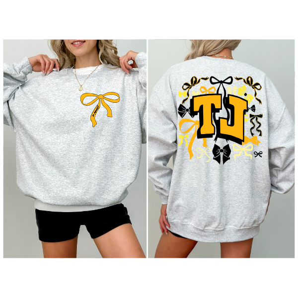 Black & Yellow Coquette Bows Crewneck - TJ Jaguars