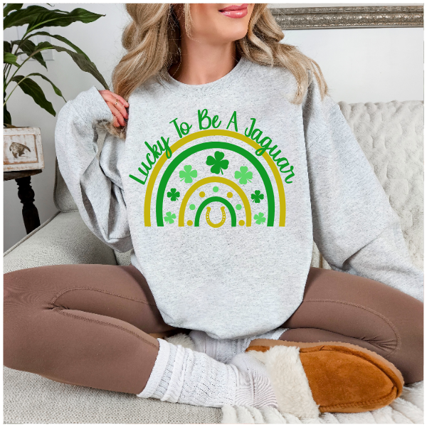 Lucky to Be A (insert mascot) Rainbow - TJ Jaguars Crewneck