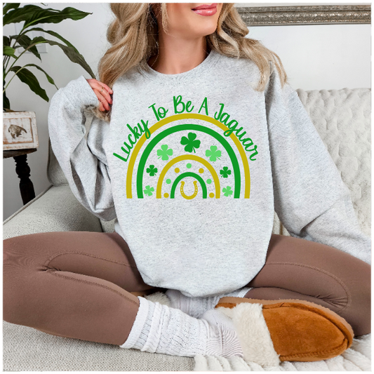 Lucky to Be A (insert mascot) Rainbow - TJ Jaguars Crewneck