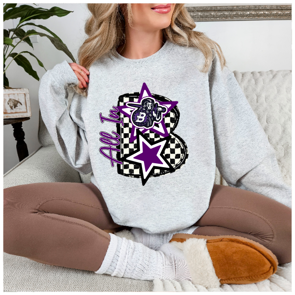 Black & White Checkered School Spirit - Baldwin Crewneck