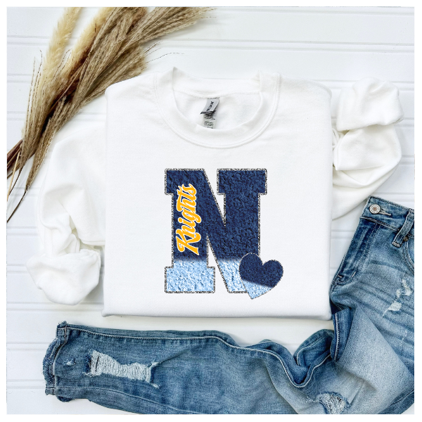 Printed School Spirit Varsity Letters - Norwin Crewneck