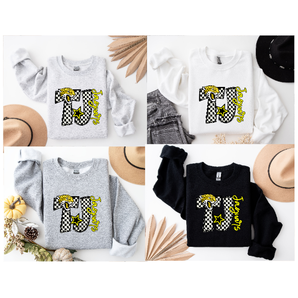 Black & White Checkered School Spirit - TJ Crewneck