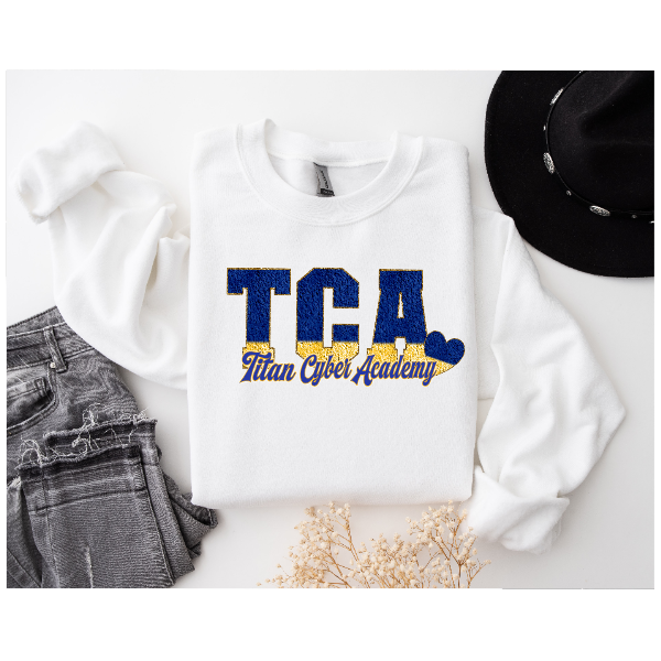 Printed School Spirit Varsity Letters - Titan Cyber Academy Crewneck