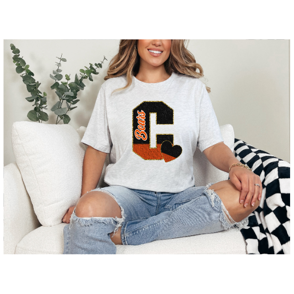 Printed School Spirit Varsity Letters - Clairton Tshirt