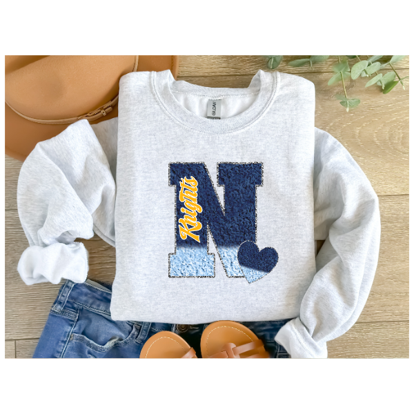 Printed School Spirit Varsity Letters - Moon Crewneck (Not Pictured)
