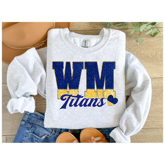 Printed School Spirit Varsity Letters - West Mifflin Crewneck