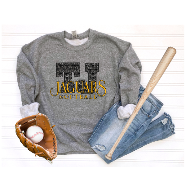 TJ Softball Coquette Letters Crewneck