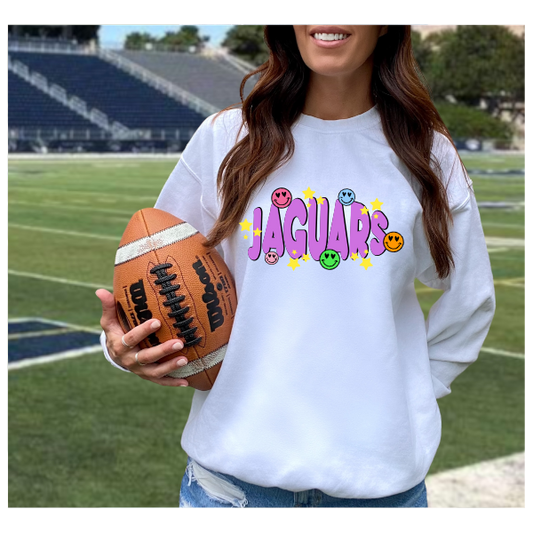 Jaguars Purple Smiley - Crewneck