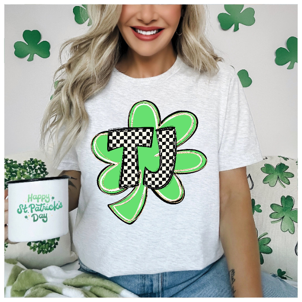 School Spirit Checkered Shamrock Tshirt