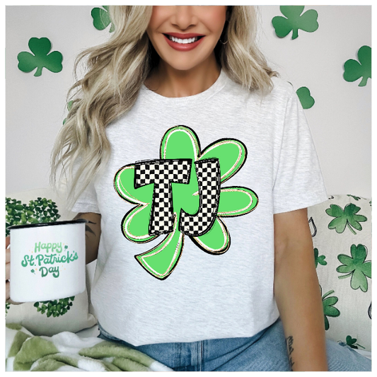 School Spirit Checkered  Shamrock Tshirt
