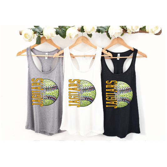 Softball Glitter Sparkles - Jaguars Next Level Tank Top