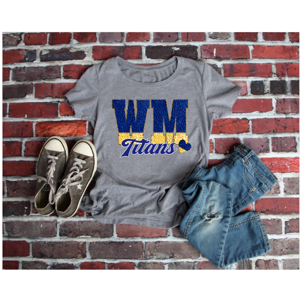Printed School Spirit Varsity Letters - West Mifflin TShirt