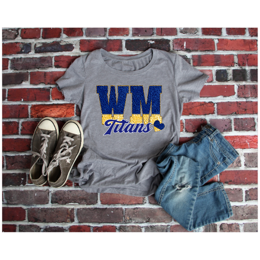 Printed School Spirit Varsity Letters - West Mifflin TShirt