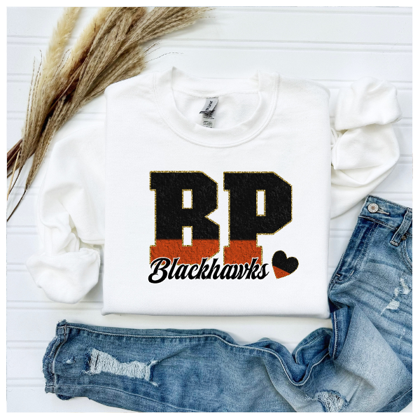 Printed School Spirit Varsity Letters - Bethel Park Crewneck