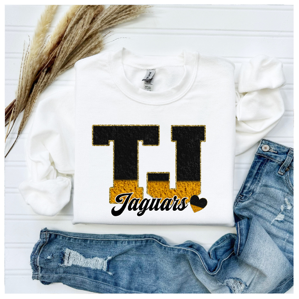 Printed School Spirit Varsity Letters - TJ Crewneck