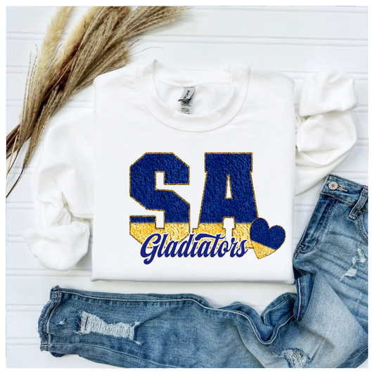 Printed School Spirit Varsity Letters - SA Crewneck