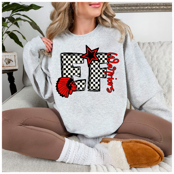 Black & White Checkered School Spirit - EF Crewneck