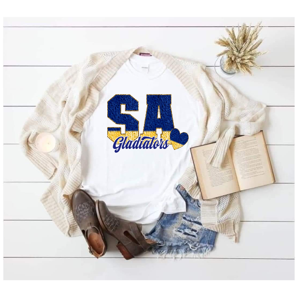 Printed School Spirit Varsity Letters - SA Tshirt