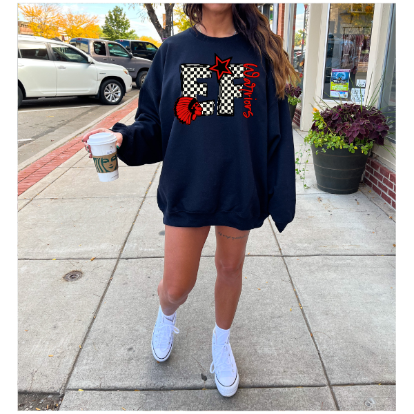 Black & White Checkered School Spirit - EF Crewneck