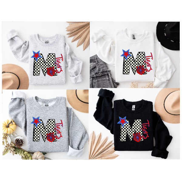 Black & White Checkered School Spirit - Mars Crewneck (Not Pictured)