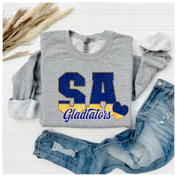 Printed School Spirit Varsity Letters - Moon Crewneck (Not Pictured)