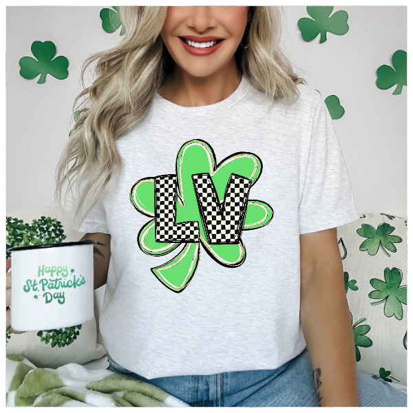 Liquid Vibes Checkered Shamrock Tshirt