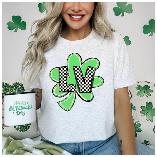 Liquid Vibes Checkered  Shamrock Tshirt