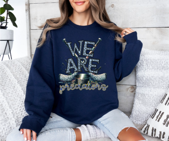 We Are - Jeweled Hockey Crewneck Predators