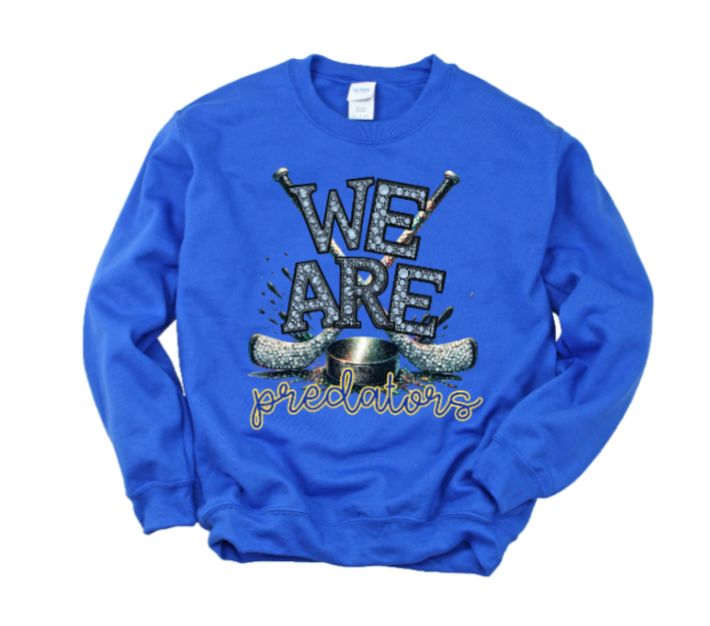 We Are - Jeweled Hockey Crewneck Predators