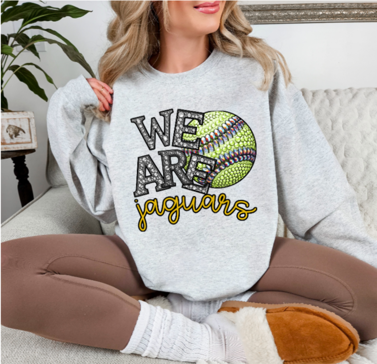 We Are - Jeweled Softball Crewneck Jaguars