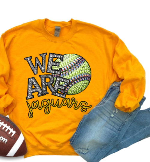 We Are - Jeweled Softball Crewneck Jaguars