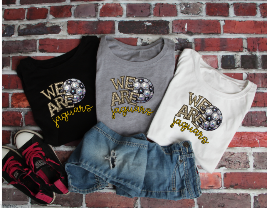 We Are - Jeweled Soccer TSHIRT Jaguars