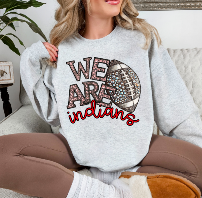 We Are - Jeweled Football TSHIRT Indians