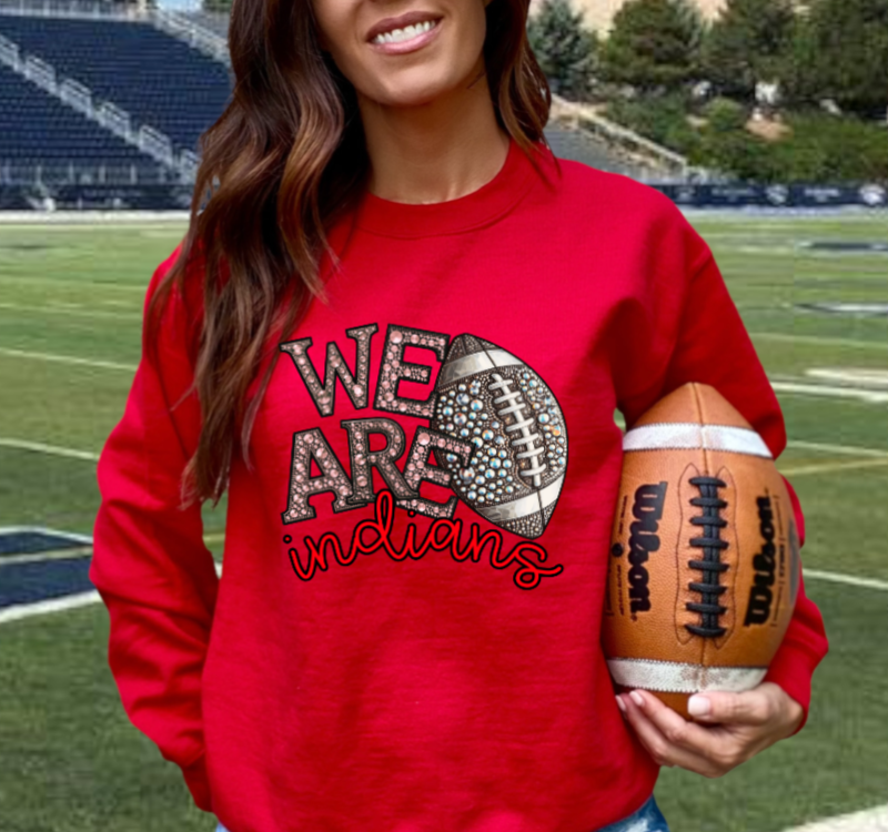 We Are - Jeweled Football TSHIRT Indians