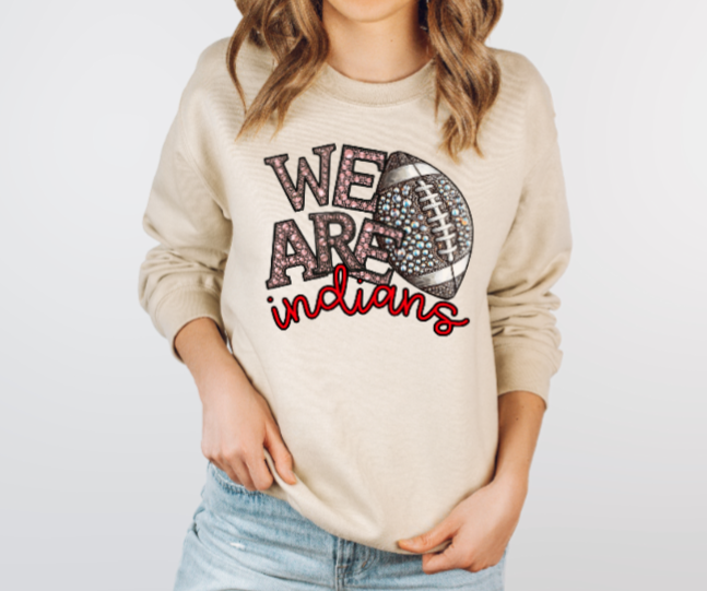 We Are - Jeweled Football TSHIRT Indians