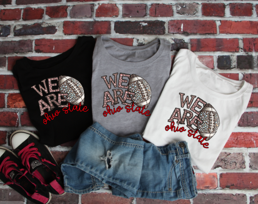 We Are - Jeweled Football TSHIRT OSU