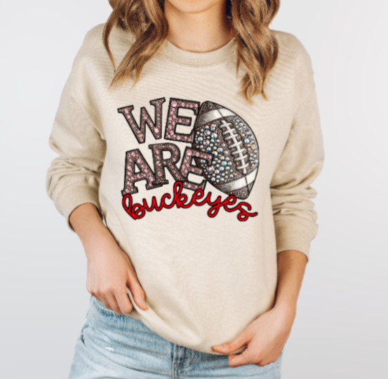 We Are - Jeweled Football TSHIRT Buckeyes