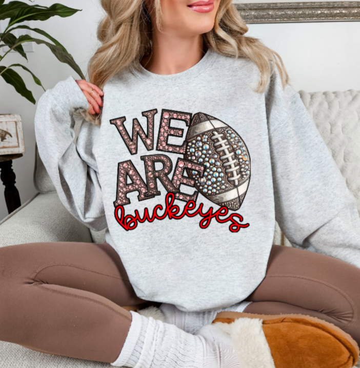 We Are - Jeweled Football TSHIRT Buckeyes
