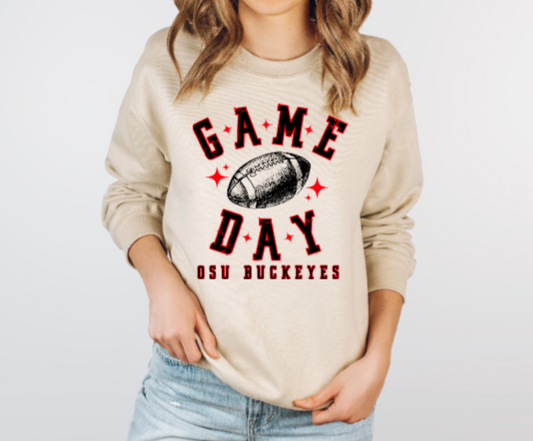 Game Day Football Sketch - Buckeye CREWNECK