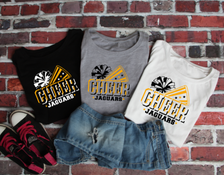 Cheer Mascot Pom & Megaphone- TJ Jaguars Tshirt