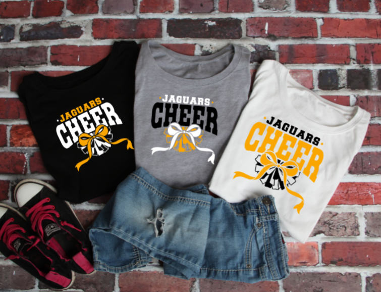 Cheer Mascot Pom & Bow- TJ Jaguars Tshirt
