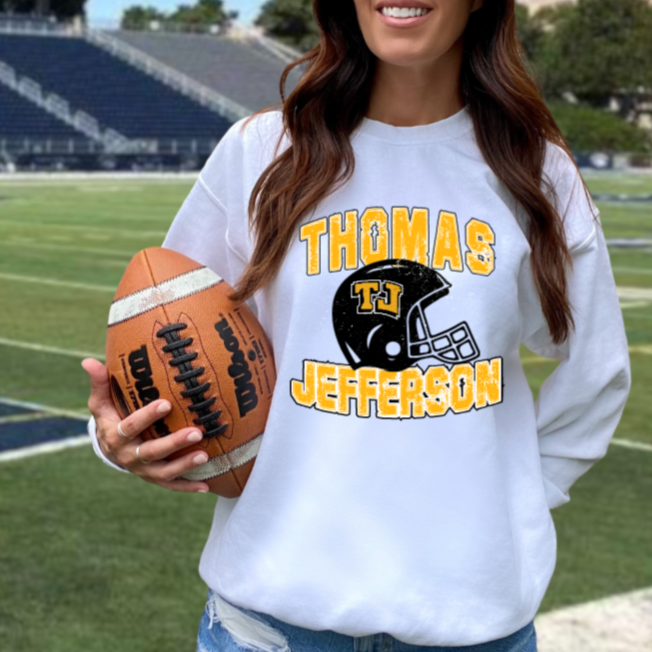 Distressed Football - TJ Jaguars Crewneck