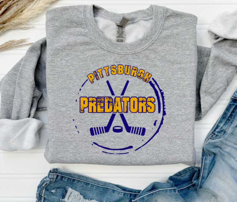 Grunge Circle Hockey - Predators Crewneck